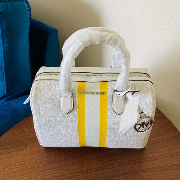 Michael Kors Handbags - NWT MICHAEL KORS BEDFORD SMALL LOGO STRIPE SATCHEL